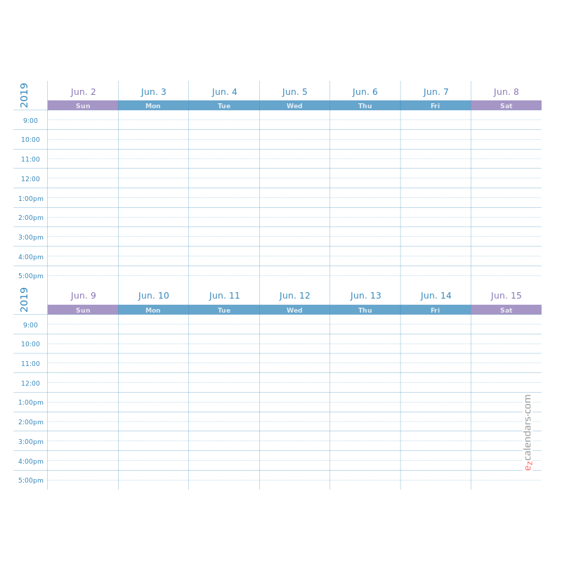 Blue And Purple 2 Weeks Appointment Schedule Template EzCalendars