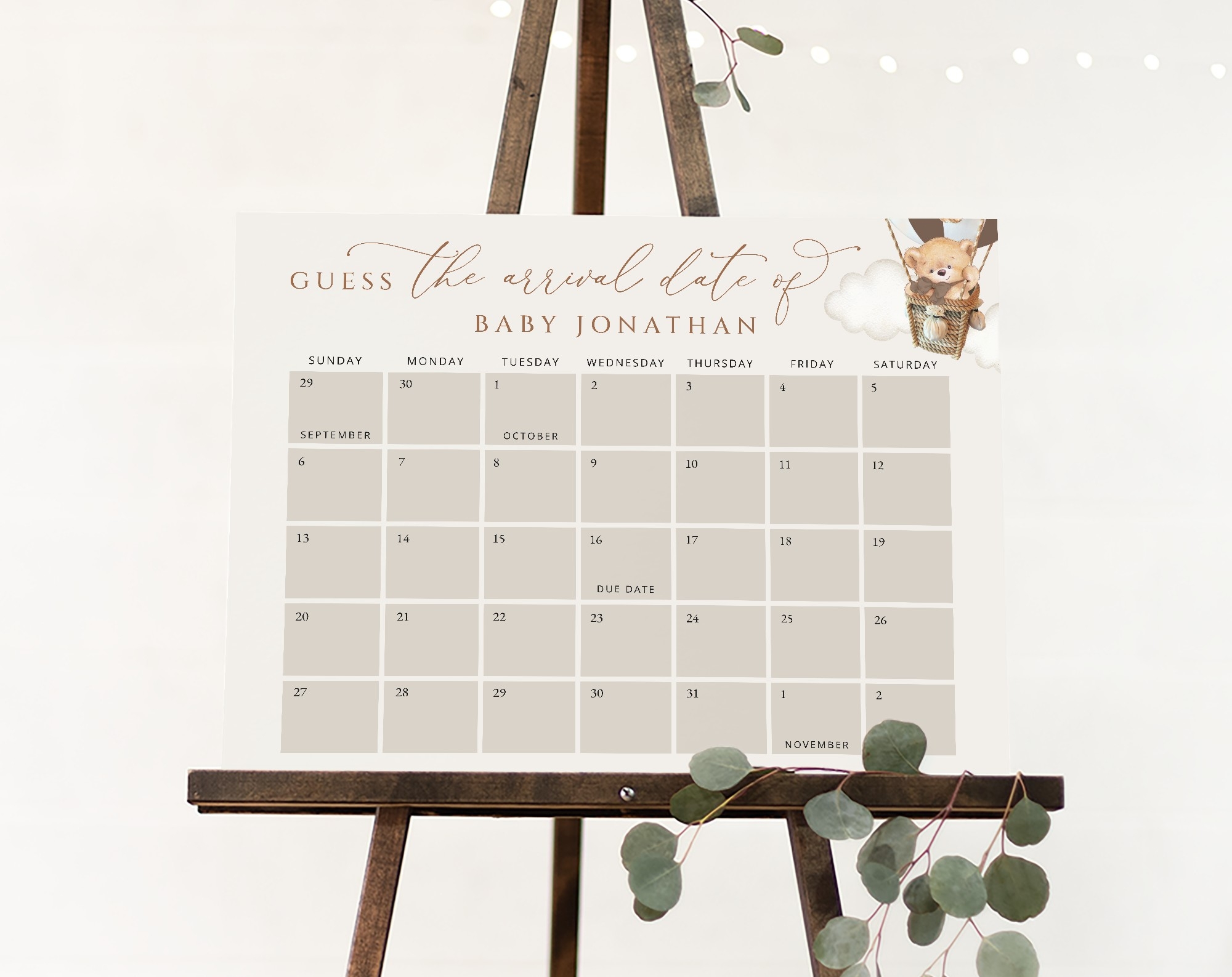 Printable Due Date Calendar
