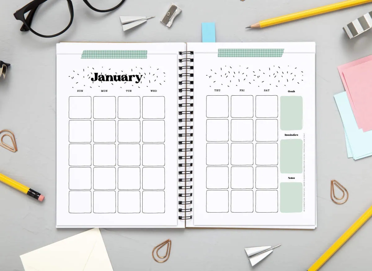 Bullet Journal Monthly Calendar Templates Free Printable PDF Clementine Creative