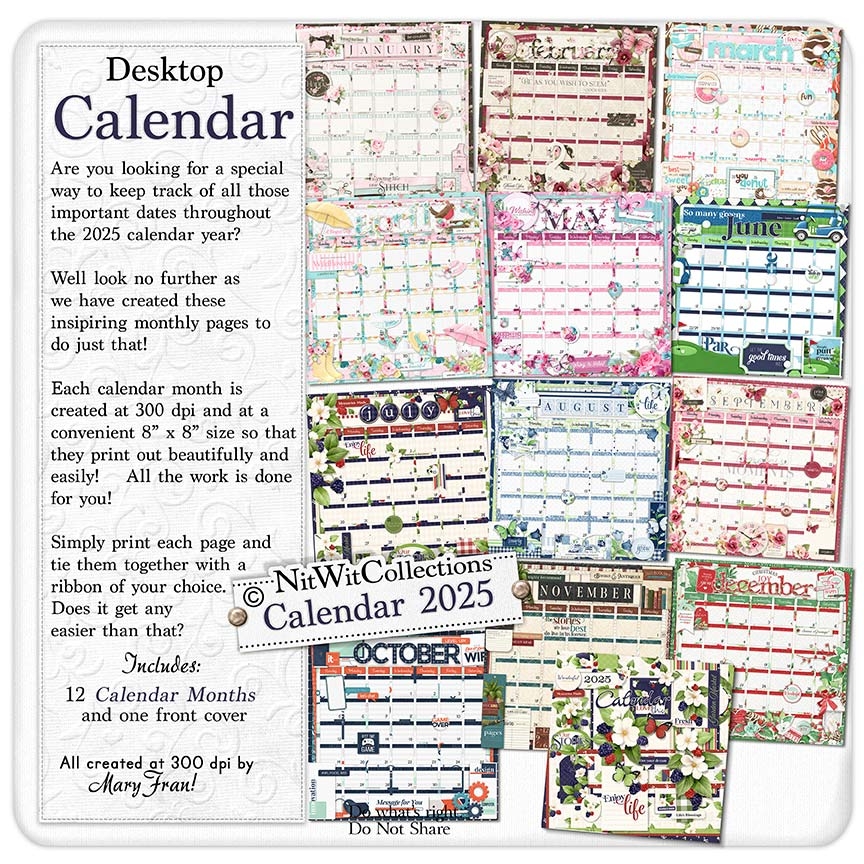 Calendar 2025 Printable Calendar Nitwit Collections 6 99