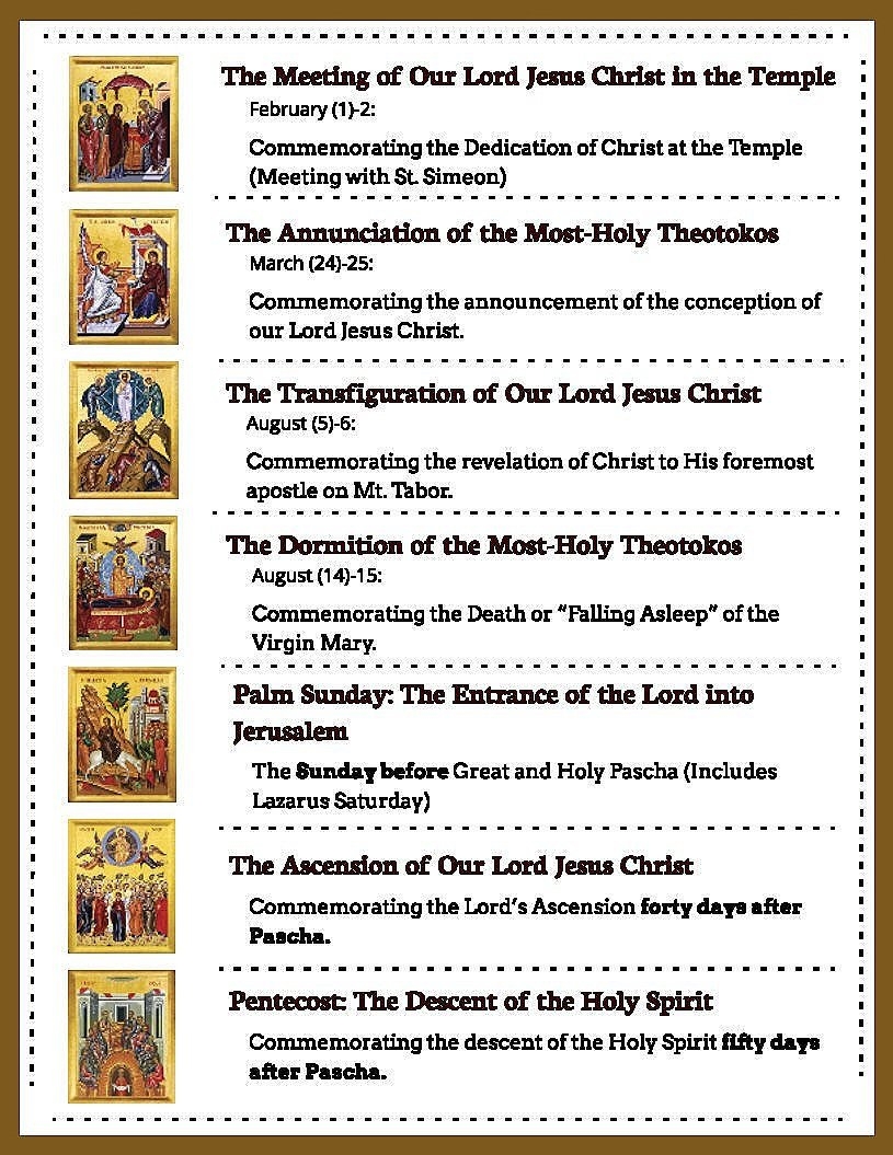 Calendar St Paul Orthodox Church