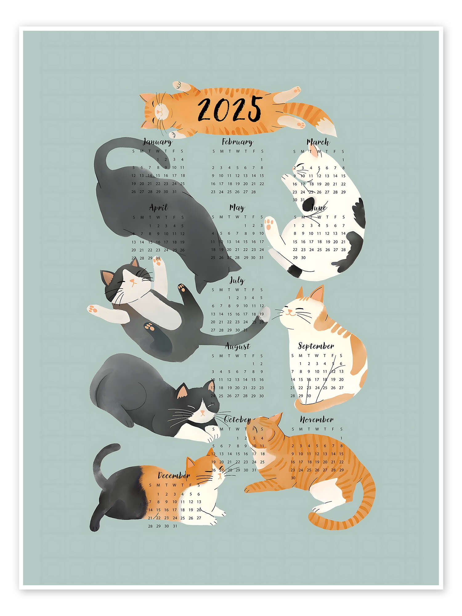 Cat Calendar 2025 Print By Emanuela Carratoni Posterlounge