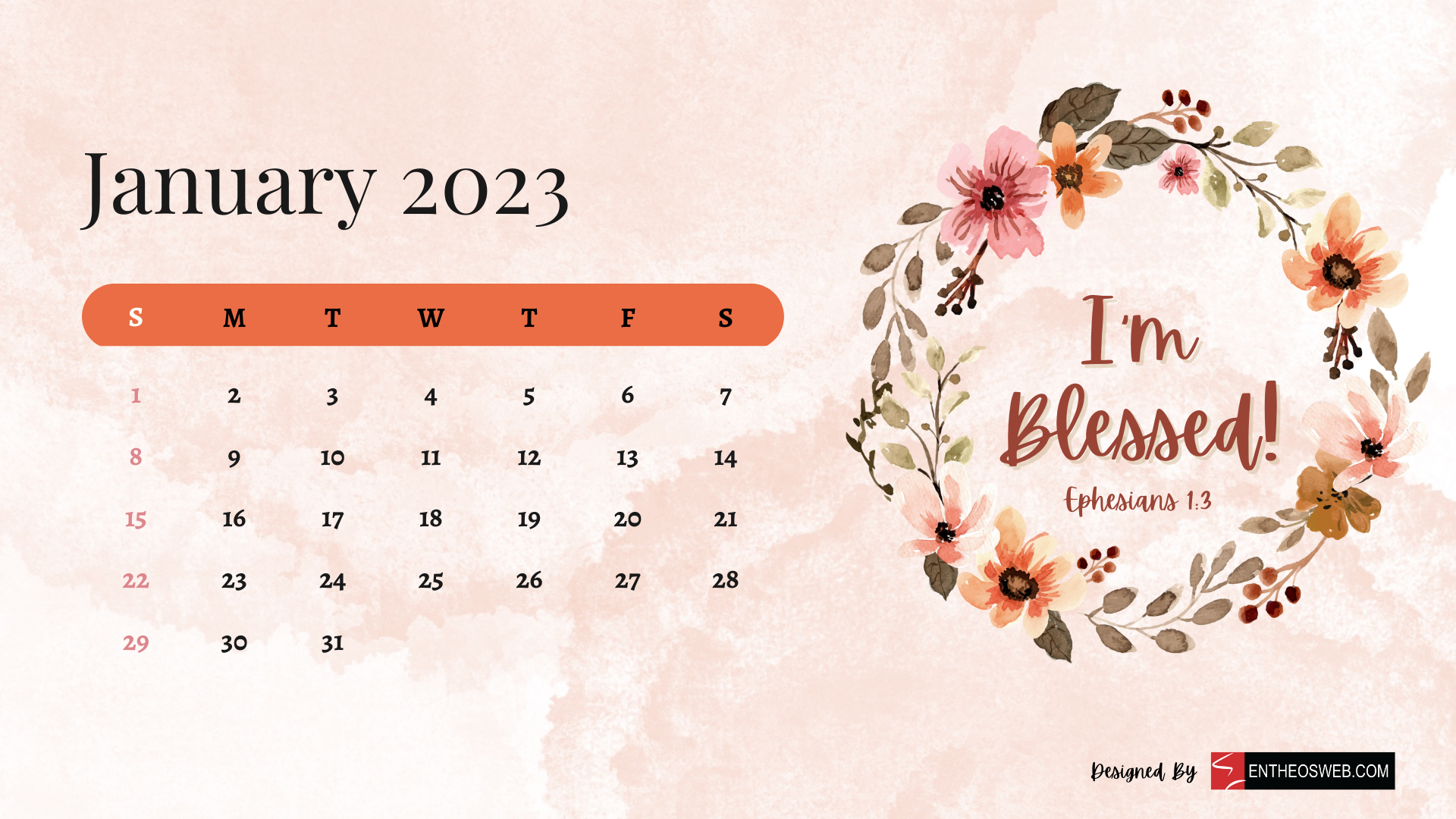 Christian Floral 2023 Calendar Desktop Wallpaper EntheosWeb
