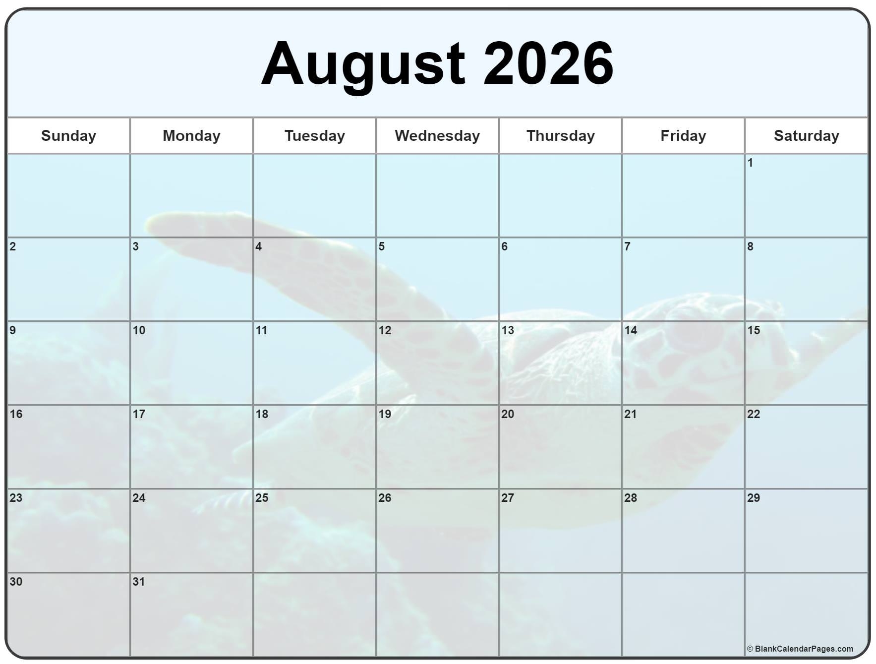 Collection Of August 2026 Photo Calendars With Image Filters 
