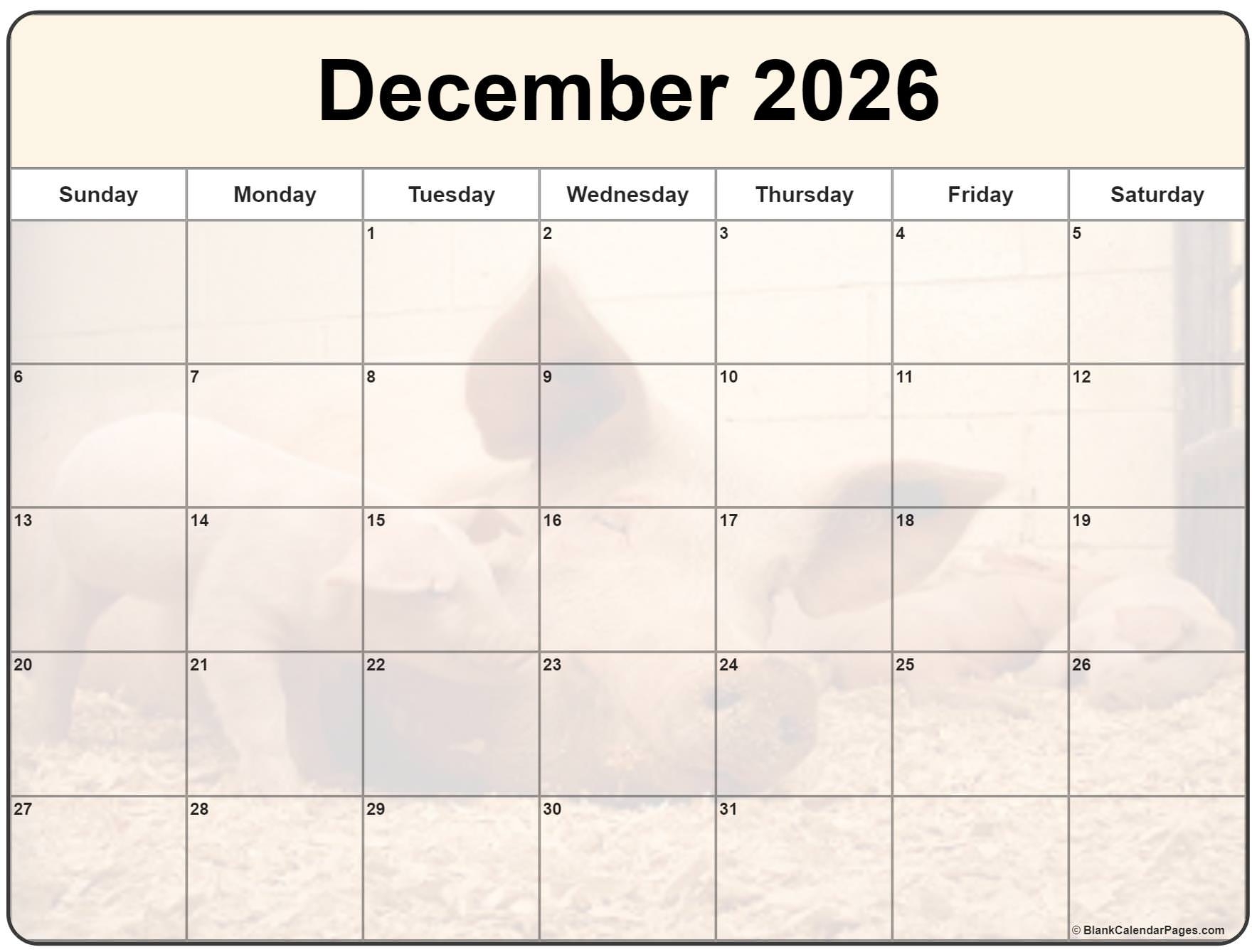 Blank December 2026 Calendar Printable Blank December 2026 Calendar Printable