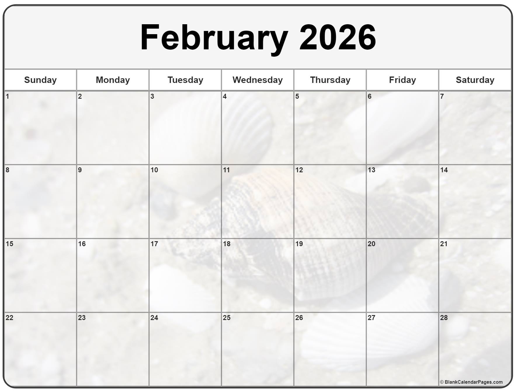Collection Of February 2026 Photo Calendars With Image Filters 