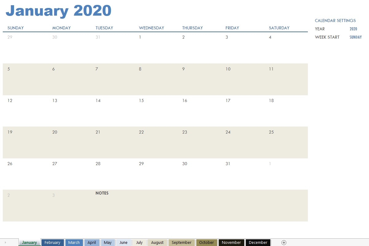 Custom Monthly Calendar Template Excel Templates