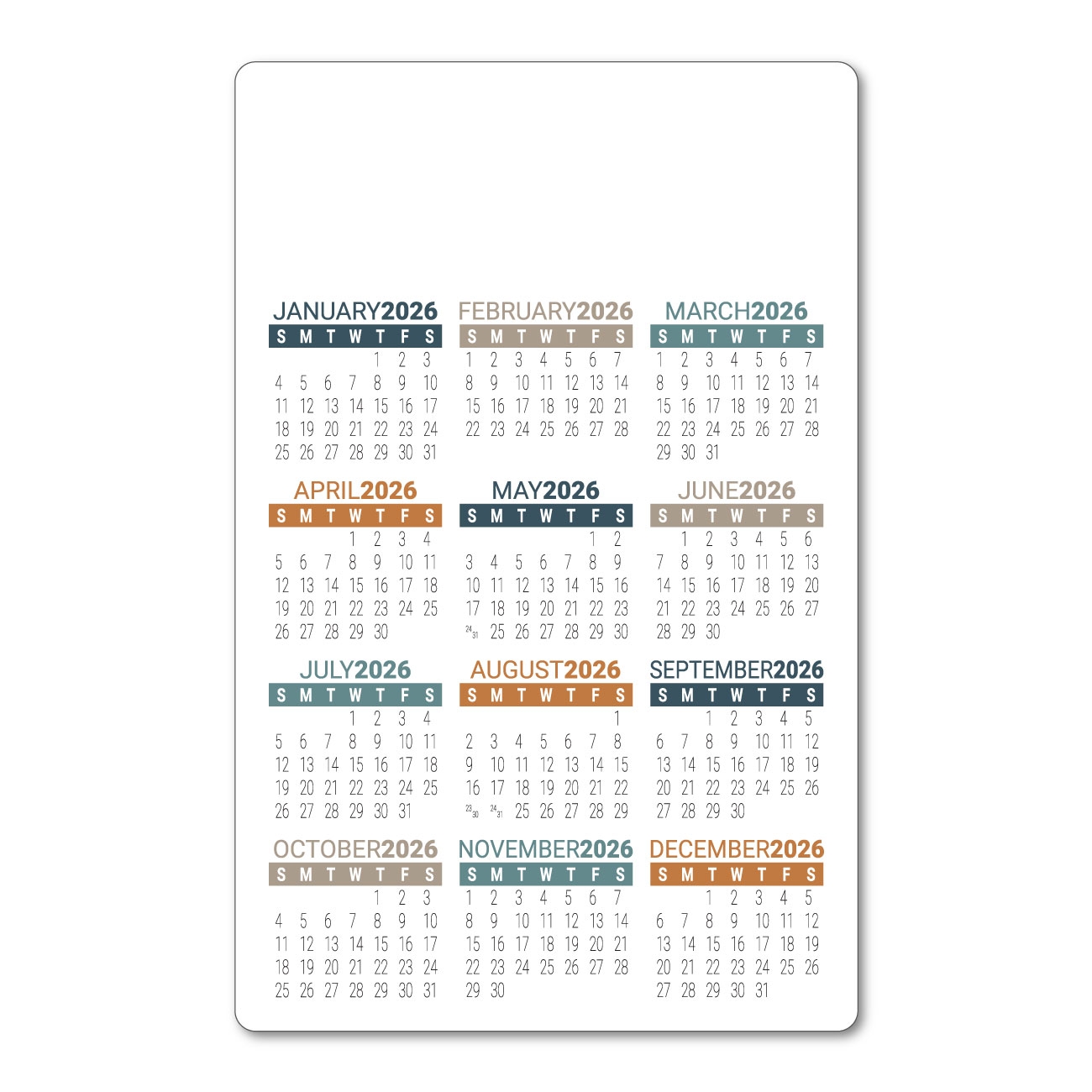 Custom Wallet Calendars 12 Months Side ValueCalendars