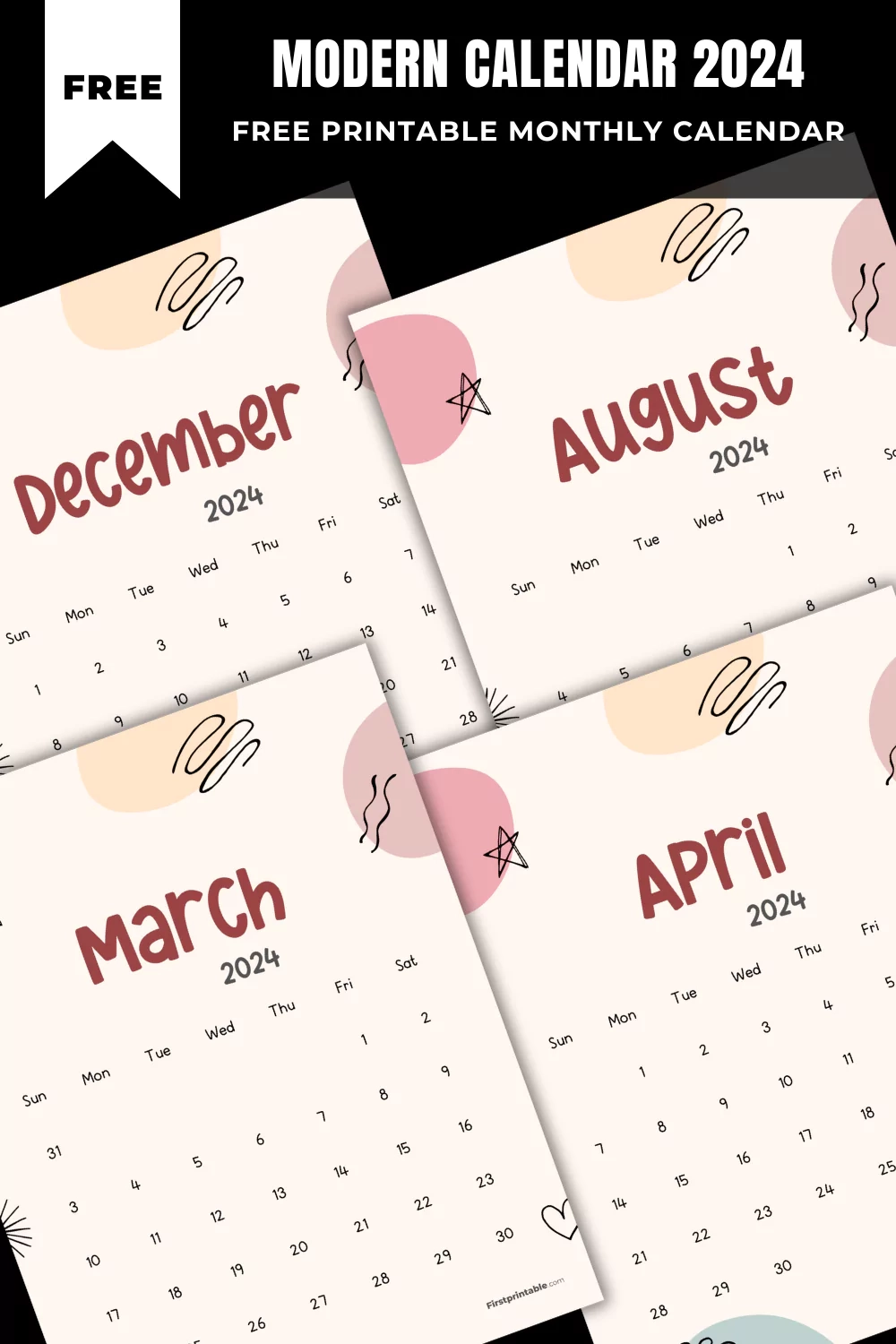 Cute Aesthetic Printable 2024 Monthly Calendar Cute Aesthetic Printable 2024 Monthly Calendar