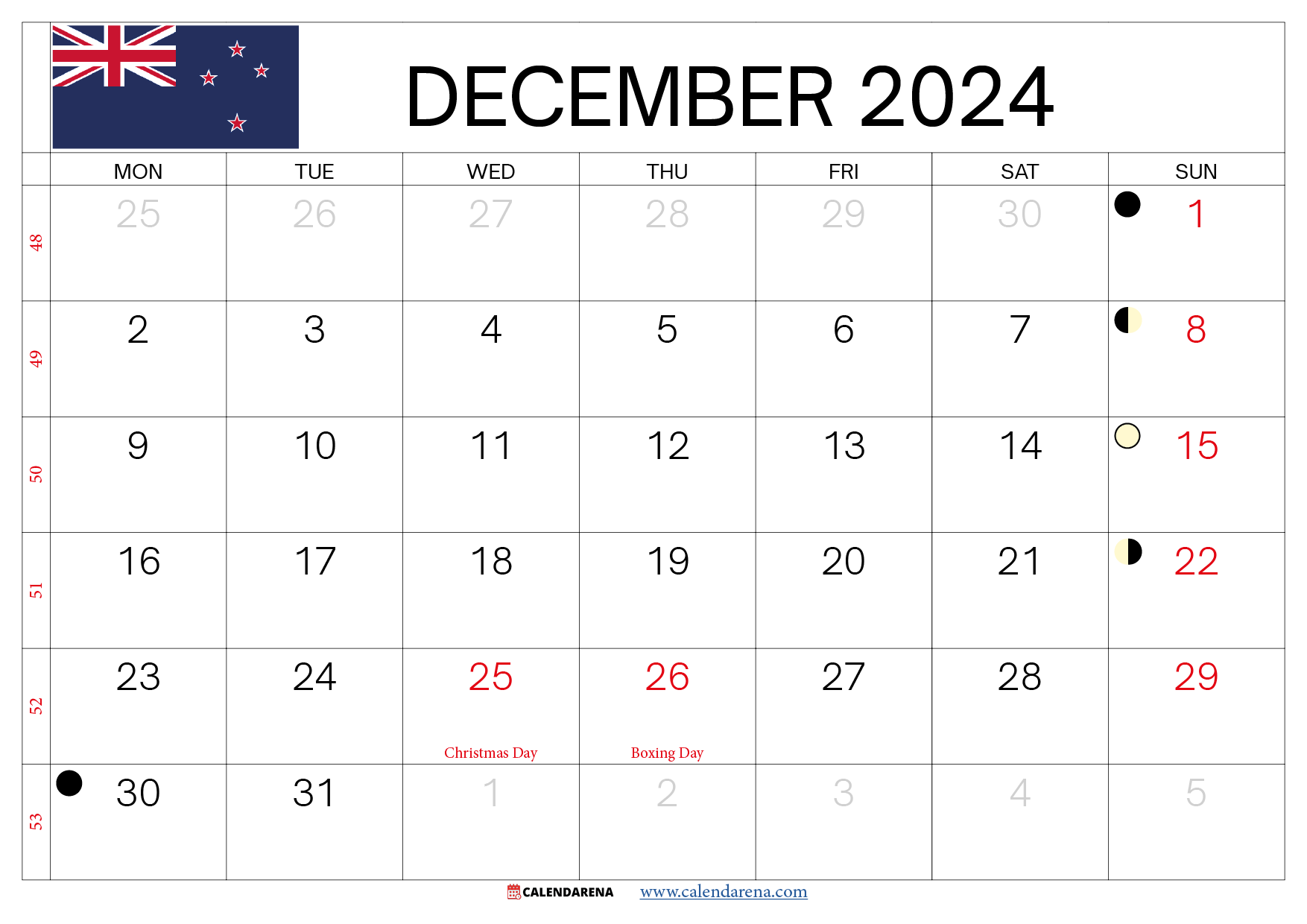 December 2024 Calendar Nz