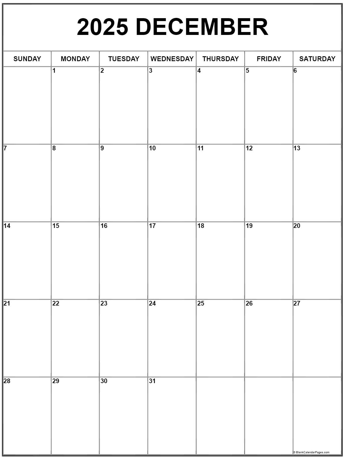 December 2025 Vertical Calendar Portrait December 2025 Vertical Calendar Portrait