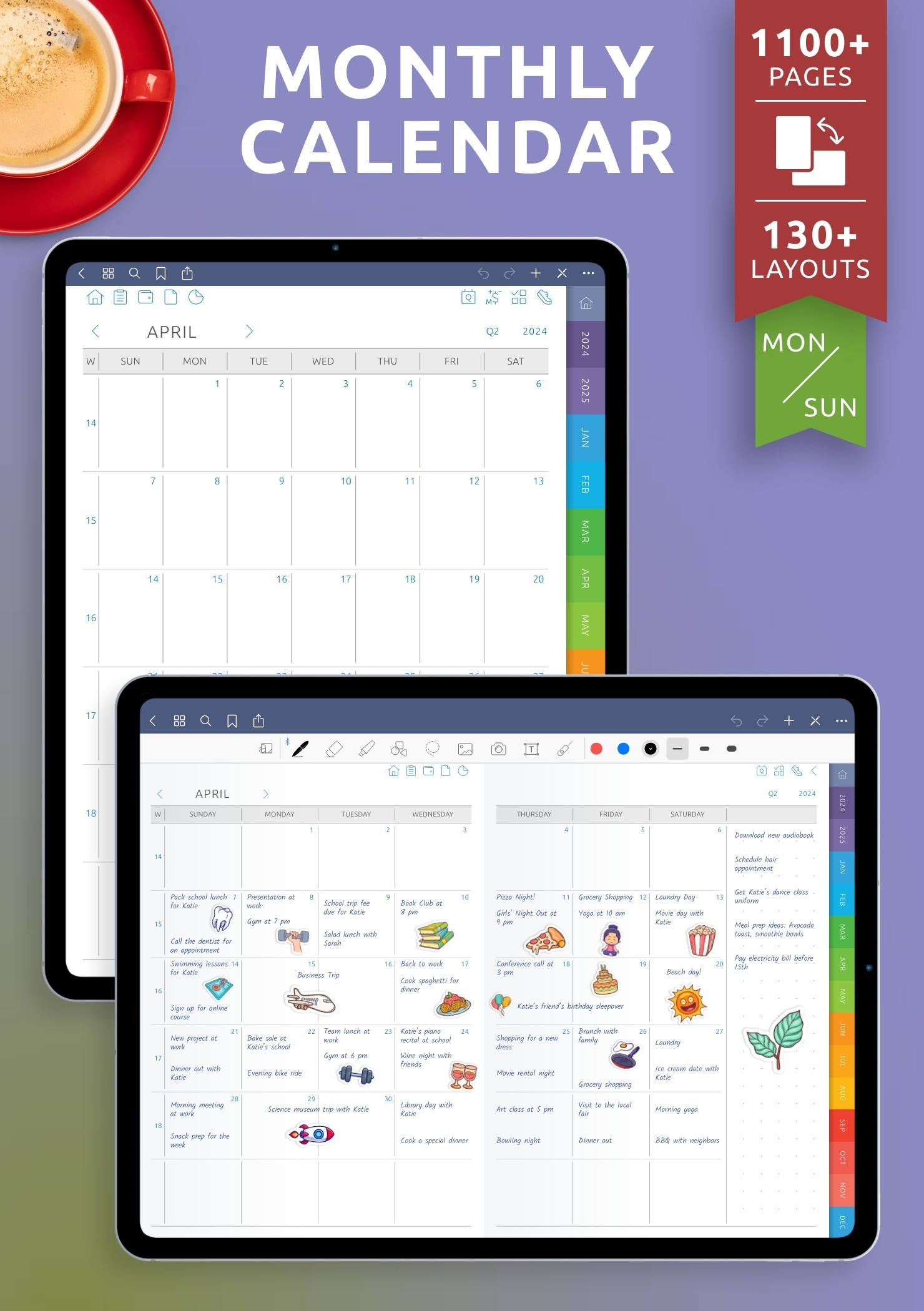 Download 2025 2030 Monthly Calendar 5 Years For GoodNotes IPad Etc