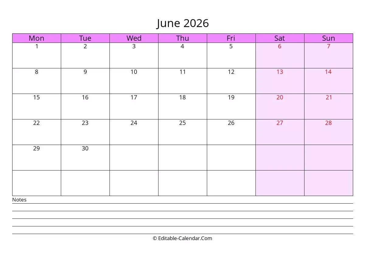 Calendar June 2026 Calendar July 2027 Printable