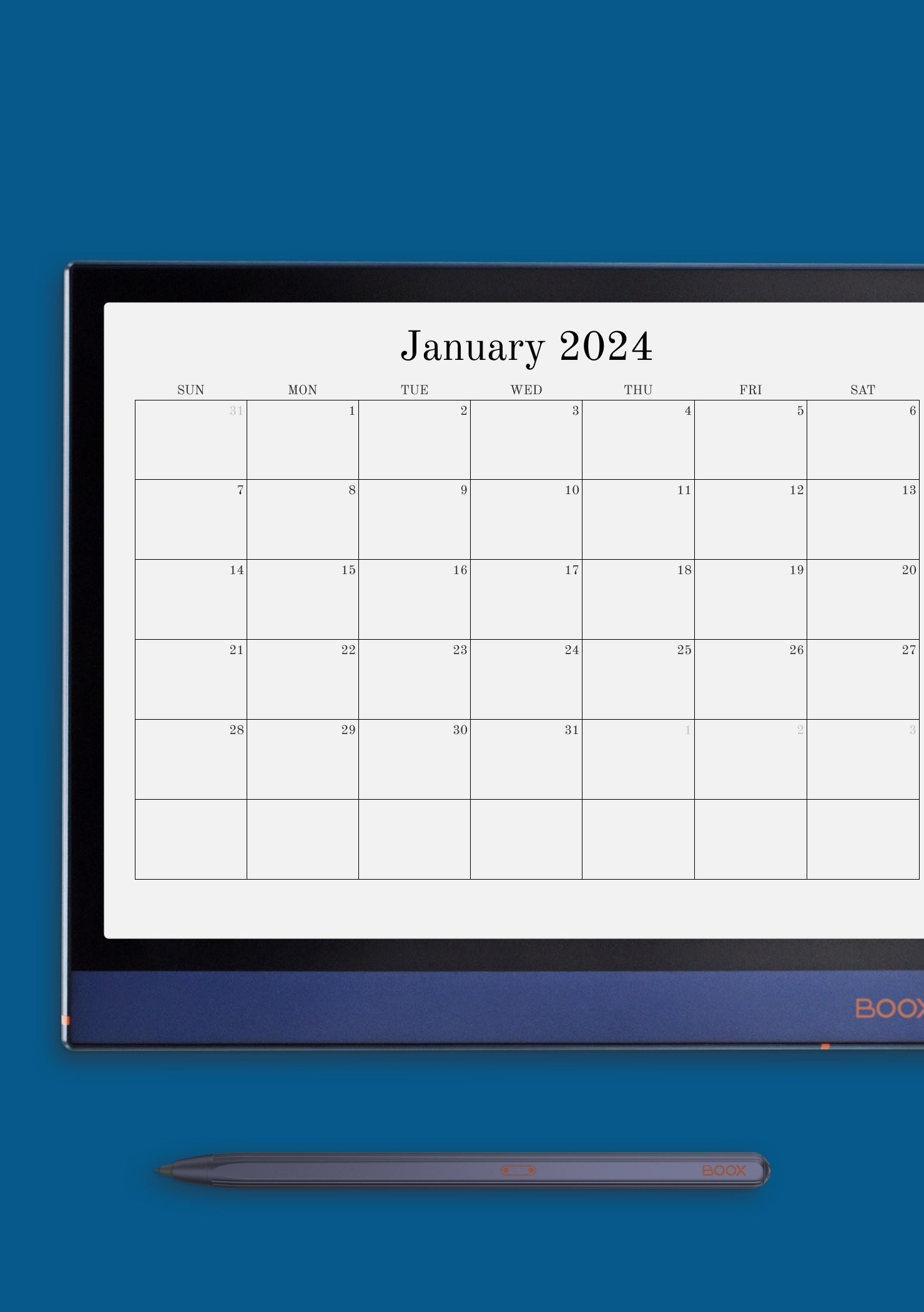 Full Page Printable Month Calendar