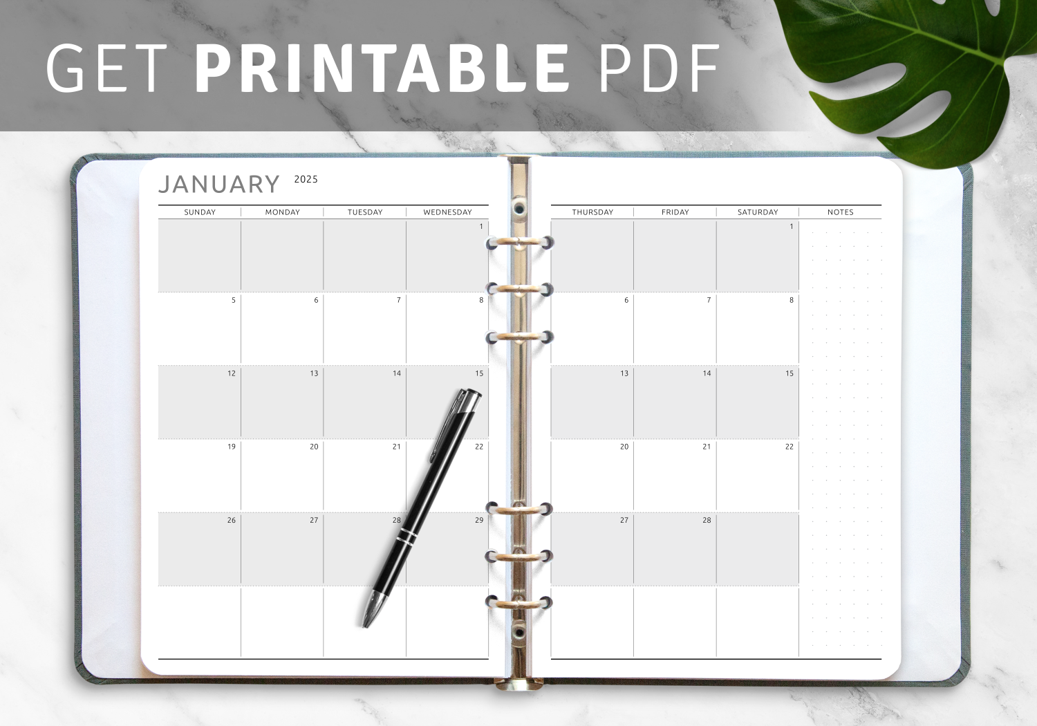 Download Printable Dated Monthly Calendar Original Style PDF