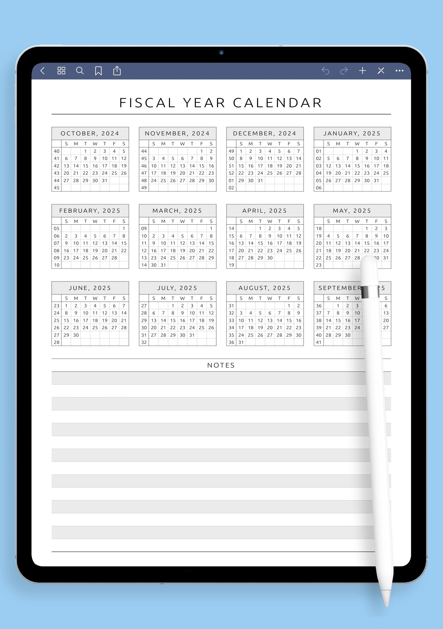 Blank Printable Calendar 2025-26
