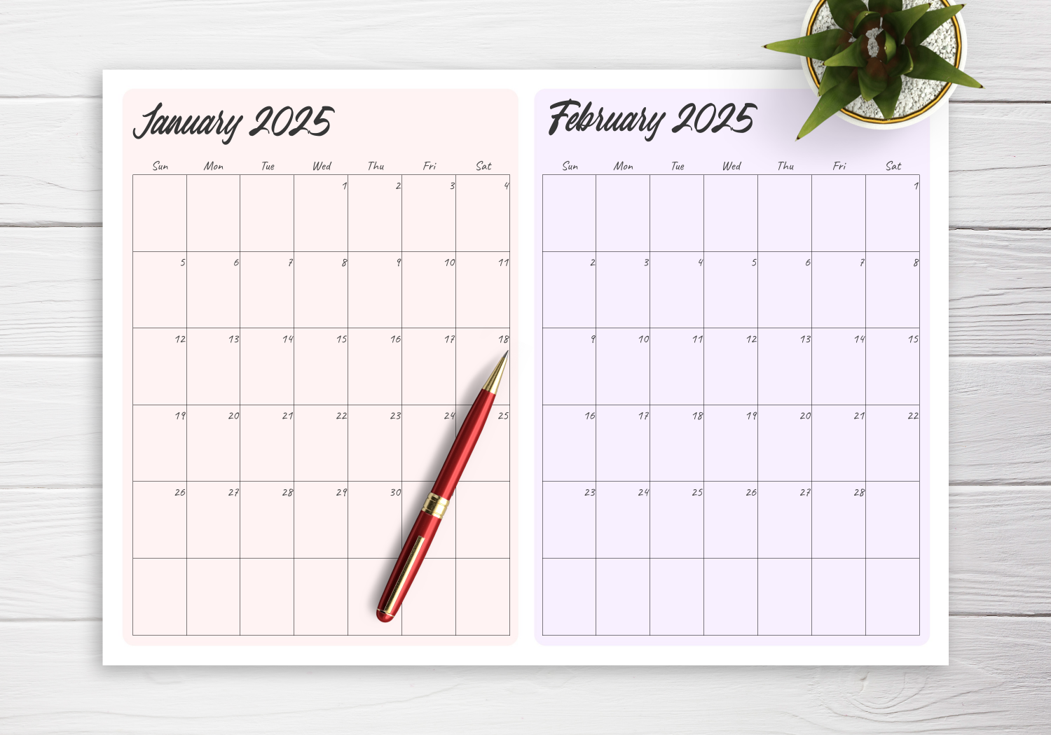 Printable Calendar 2 Page Per Month