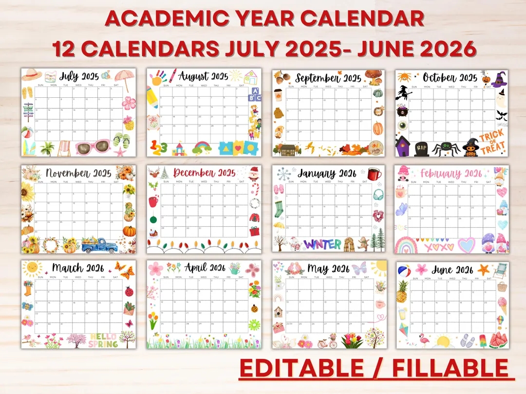 Editable School Calendar 2025 2026 From July To June Printable School Schedule Monthly Kids Homeschool Calendar Cutest Classroom Calendar Etsy Editable School Calendar 2025 2026 From July To June Printable School Schedule Monthly Kids Homeschool Calendar Cutest Classroom Calendar Etsy