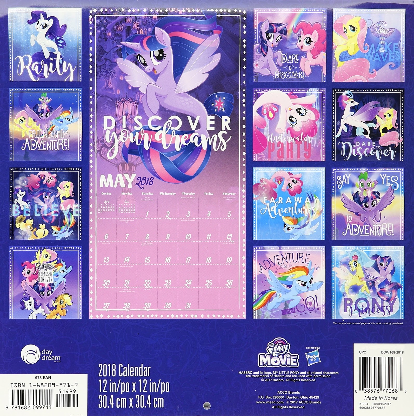 equestria daily mlp stuff my little pony the movie wall calendar for 2018 now available equestria daily mlp stuff my little pony the movie wall calendar for 2018 now available
