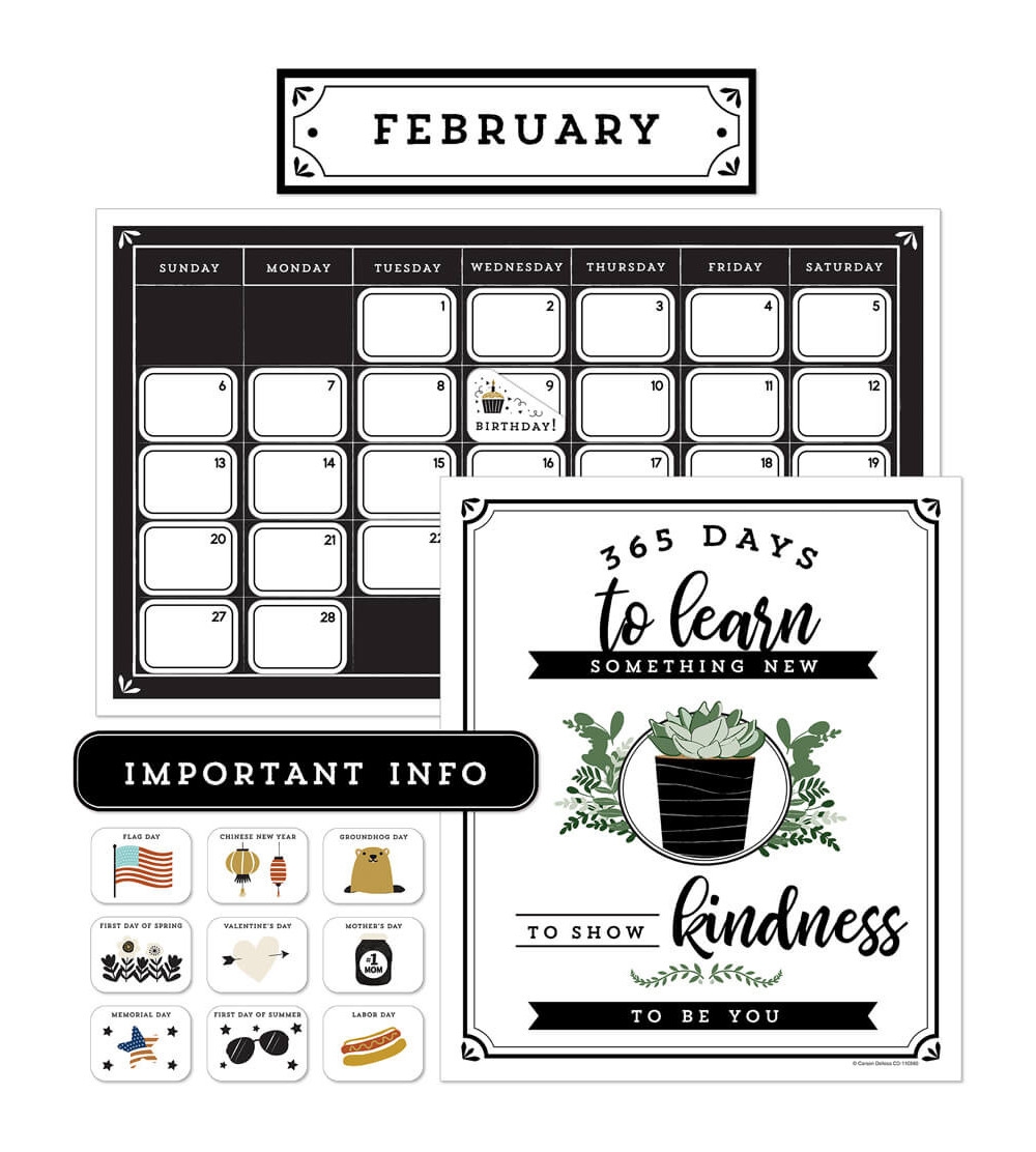Farmhouse Calendar Bulletin Board Set Carson Dellosa Education 