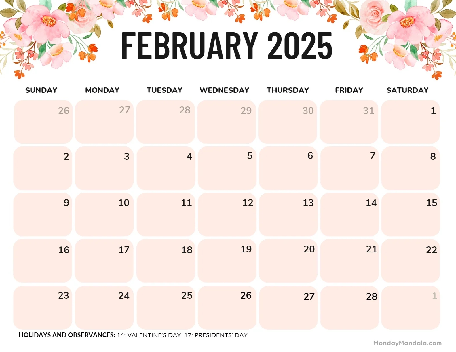 February 2025 Calendar 52 Free PDF Printables 
