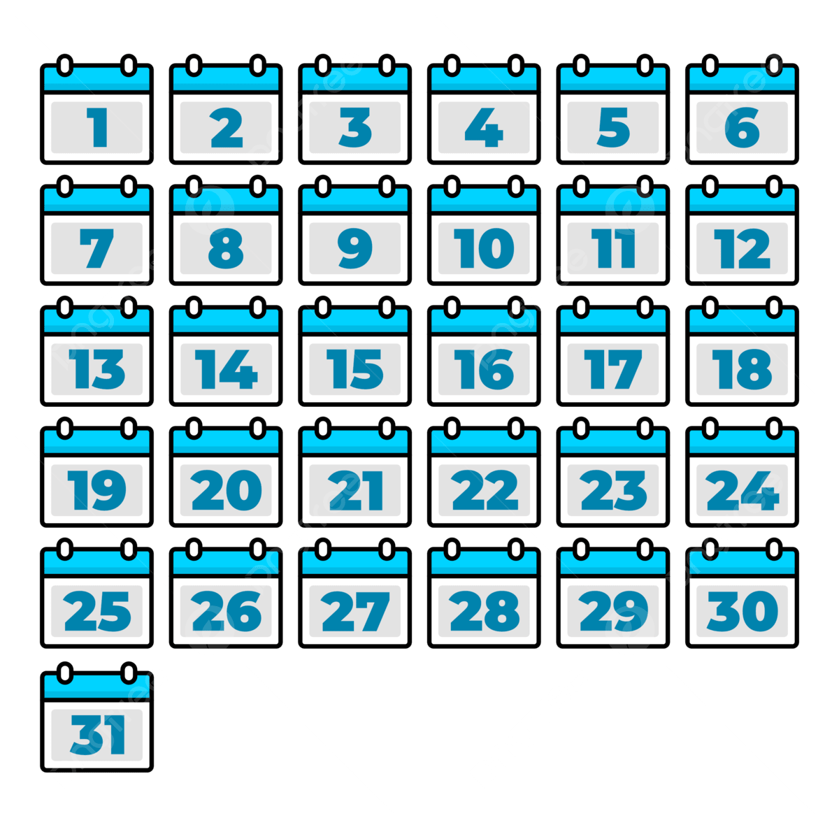 Free Printable Calendar Numbers 1-31