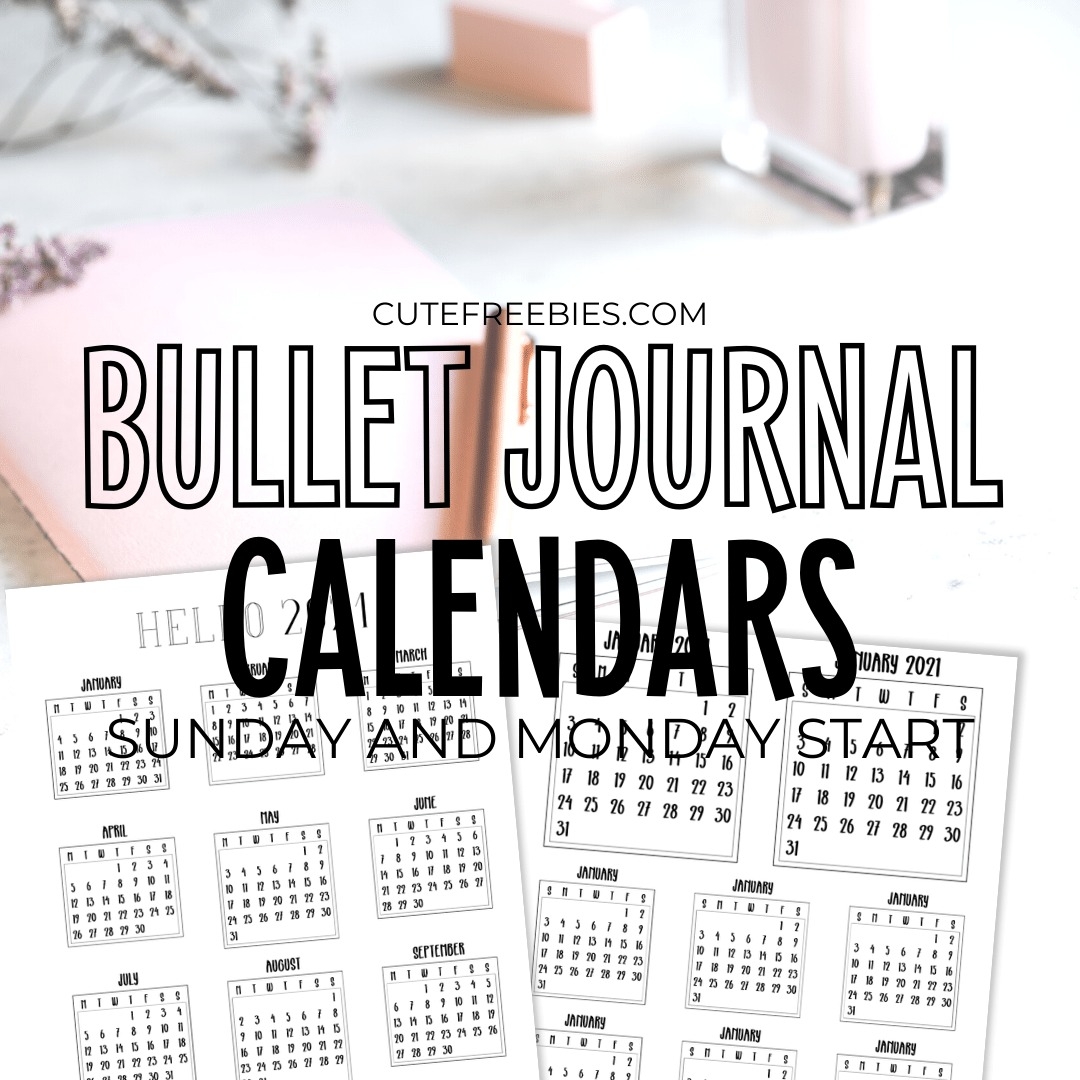 Bullet Journal Printable Monthly Calendar