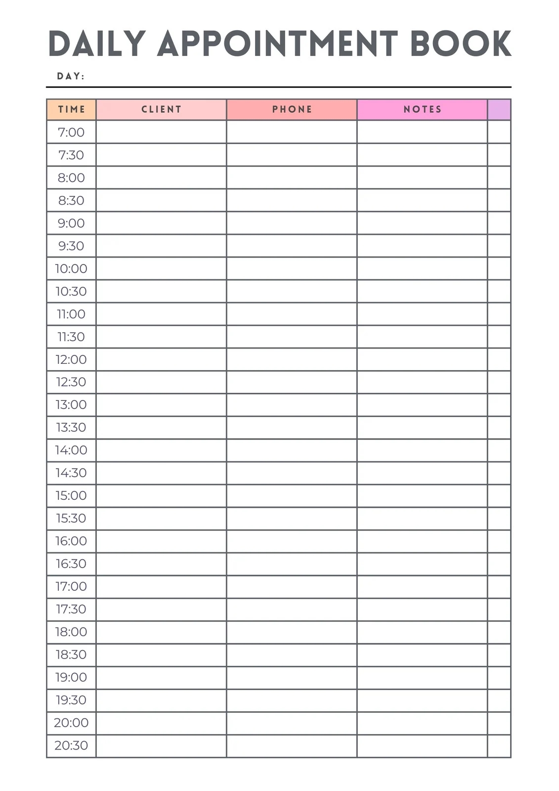 Free And Customizable Appointment Templates