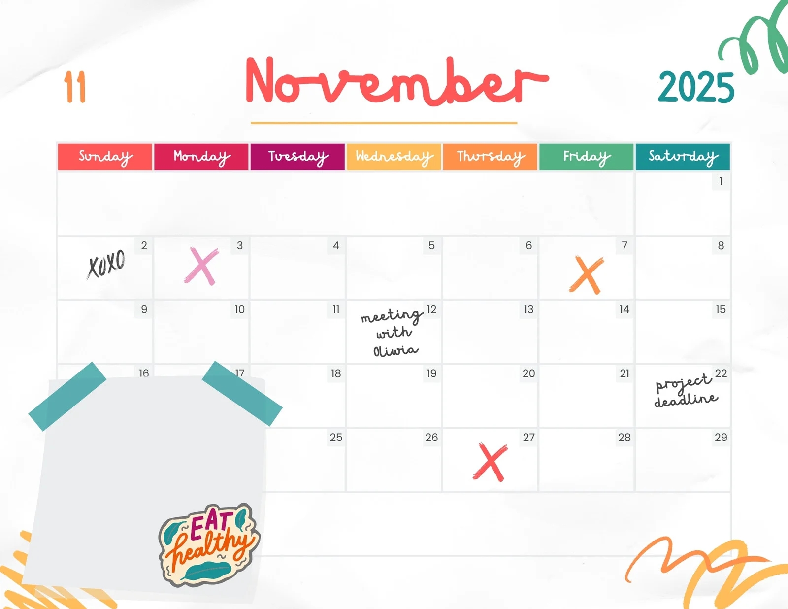 Large Printable November 2025 Calendar