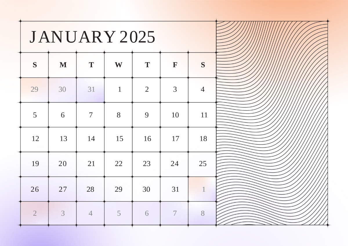 Free Printable Word Calendar 2025
