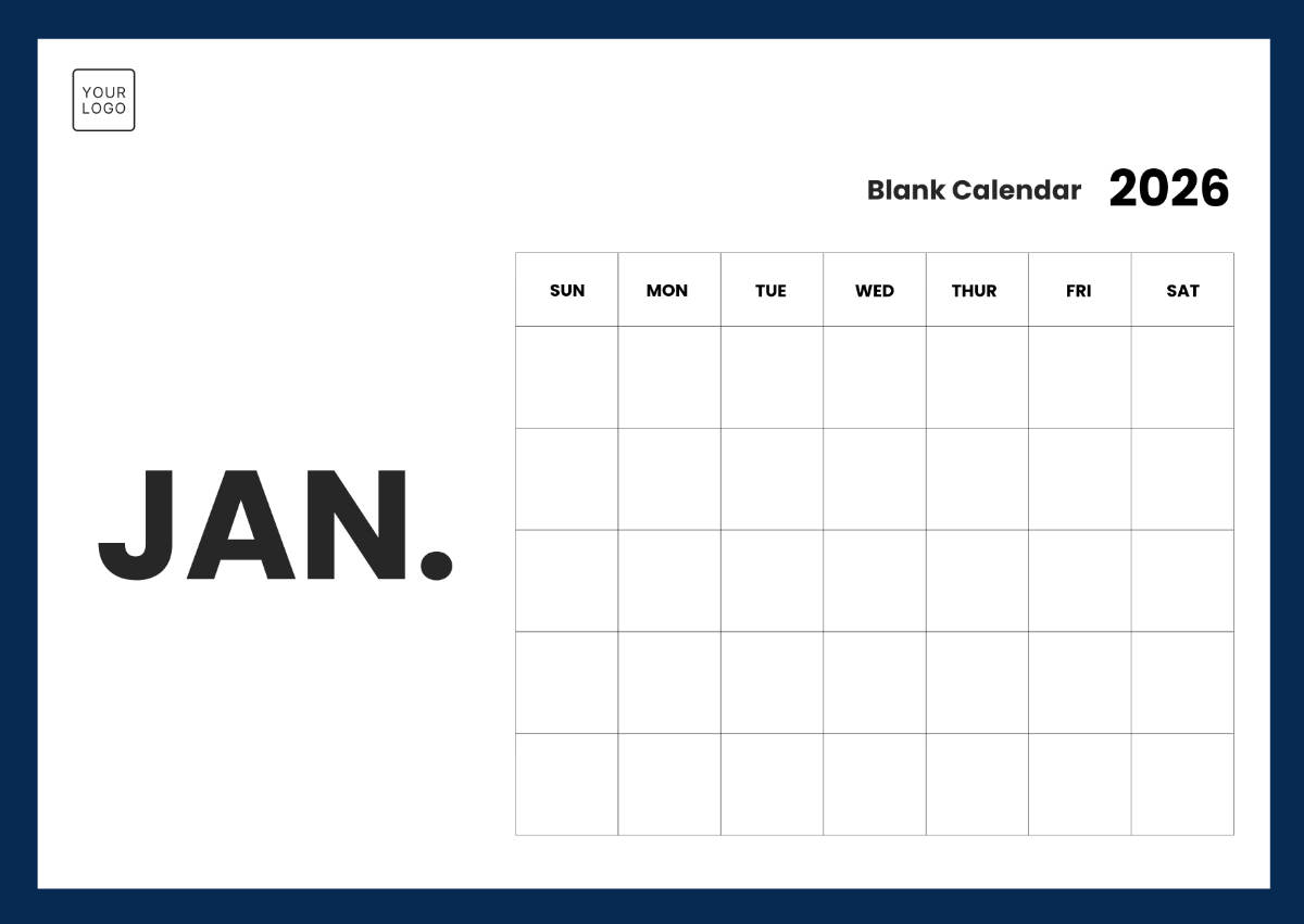 Blank 2026 Printable Calendar
