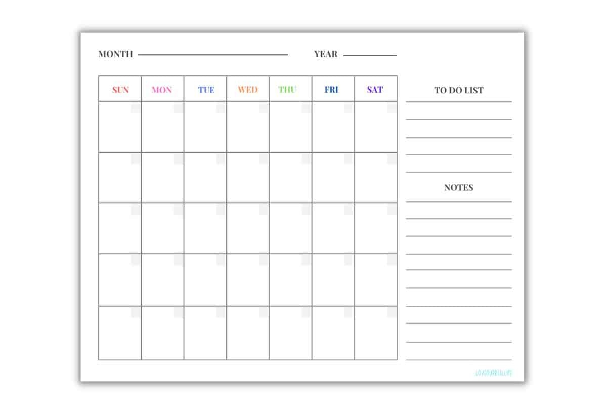 FREE Blank Undated Monthly Calendar Printable Template Love Our Real Life FREE Blank Undated Monthly Calendar Printable Template Love Our Real Life