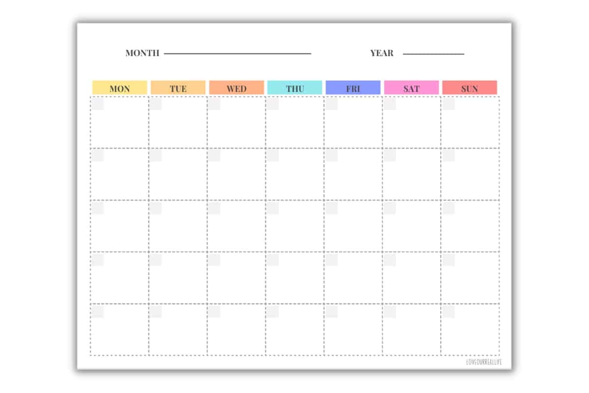 Free No Download Printable Calendar