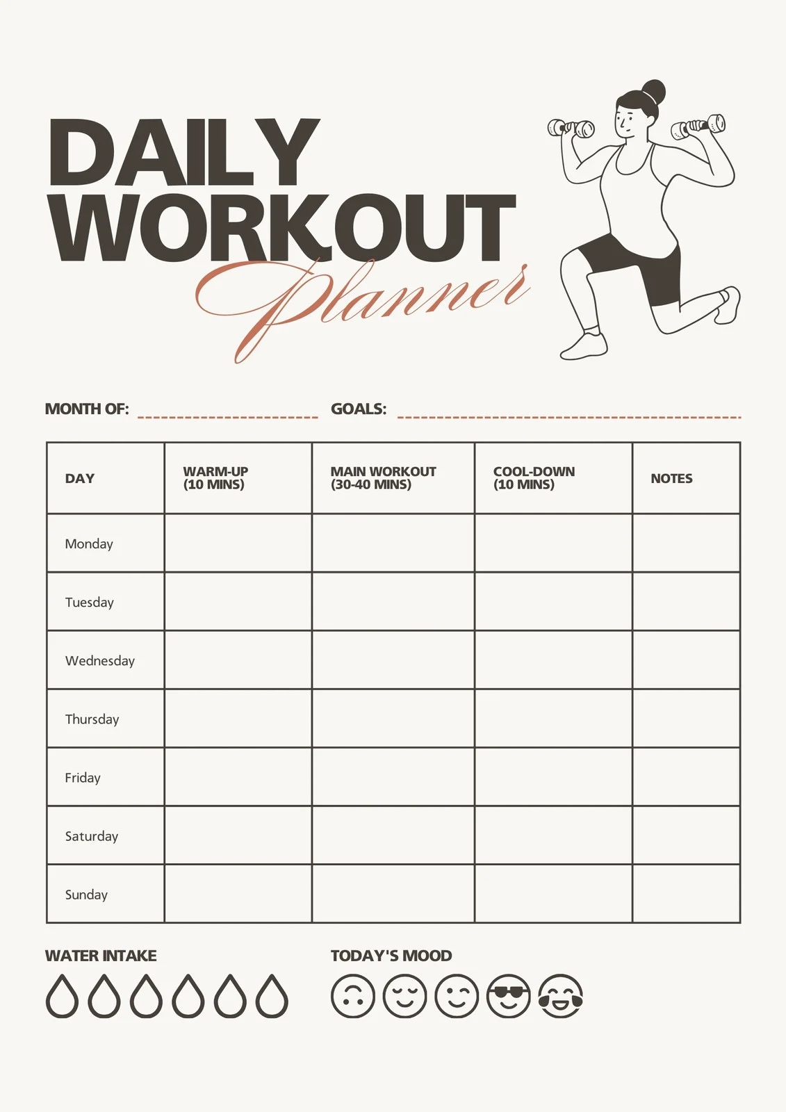 Exercise Calendar Printable Exercise Calendar Printable
