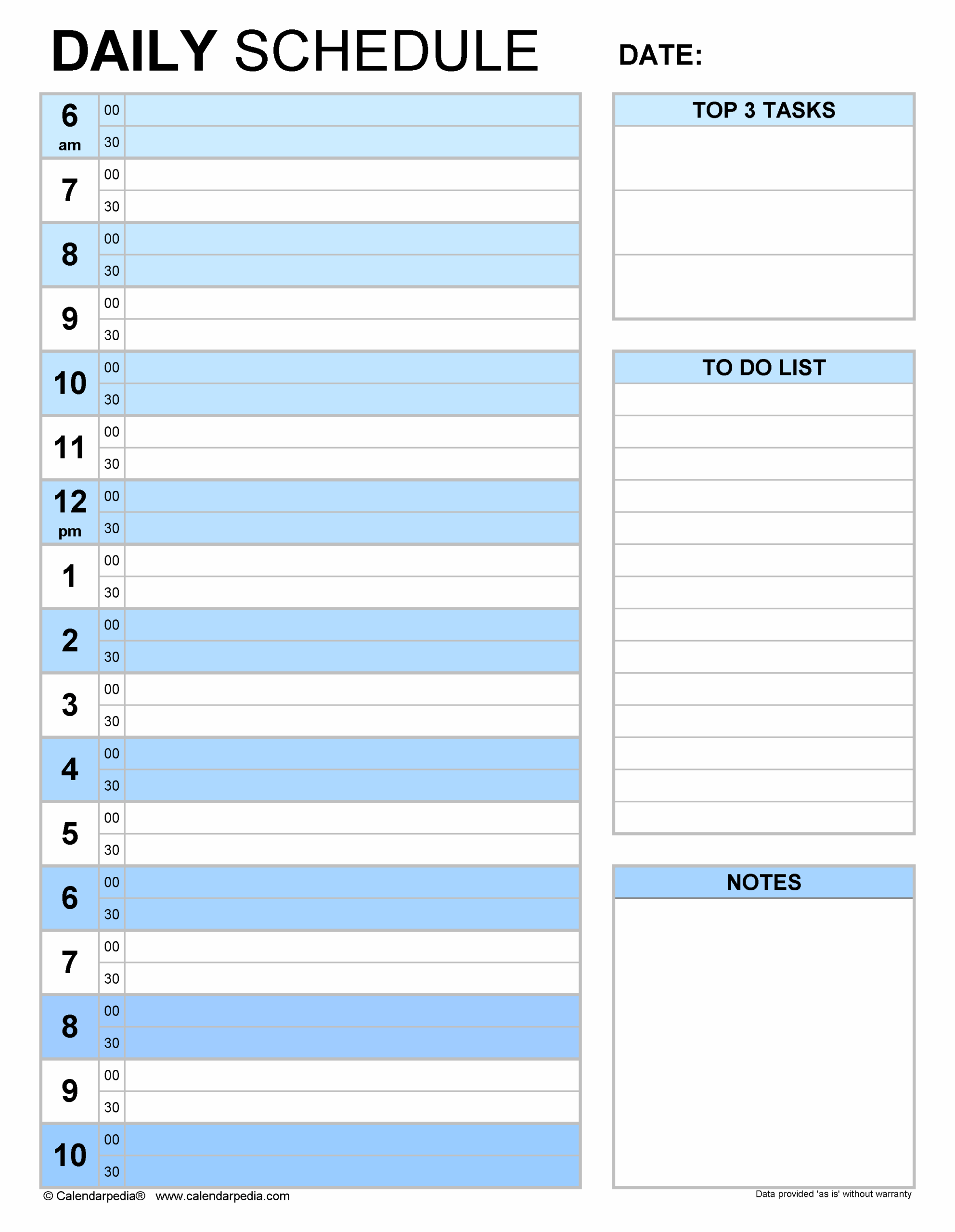 Blank Daily Calendar Printable