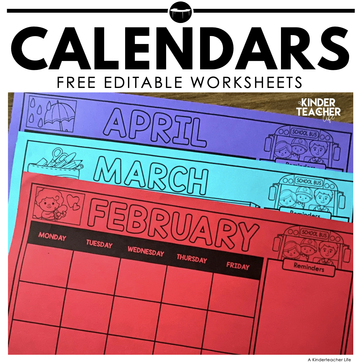 Free Editable Monthly Class Calendars A Kinderteacher Life