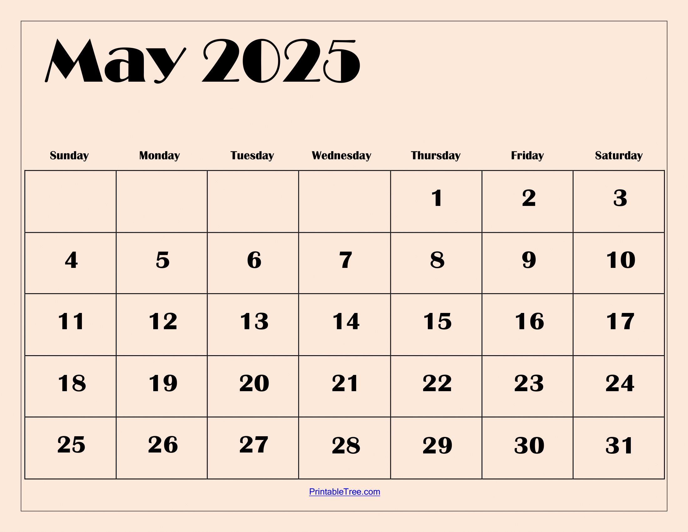 Free May 2025 Calendar Printable PDF Template With Holidays Free May 2025 Calendar Printable PDF Template With Holidays