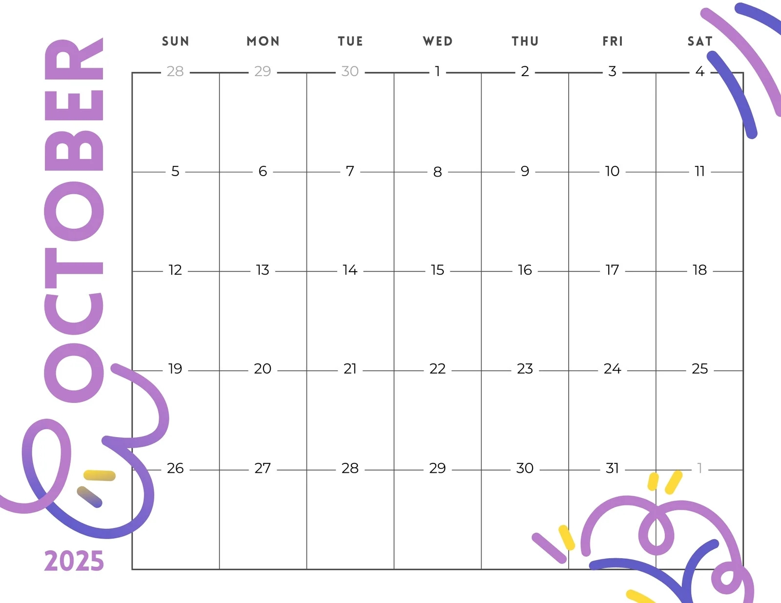 October Calendar 2025 Printable With Quote
