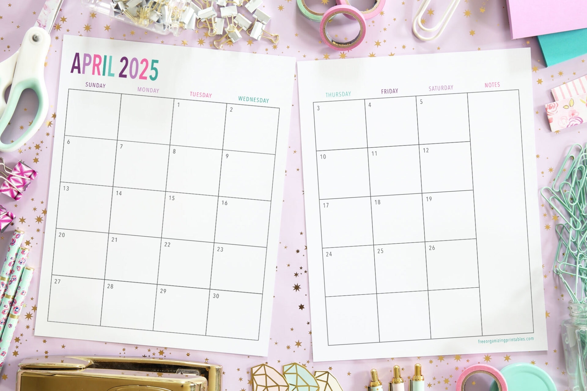 2025-2026 Half Sheet Printable Calendar