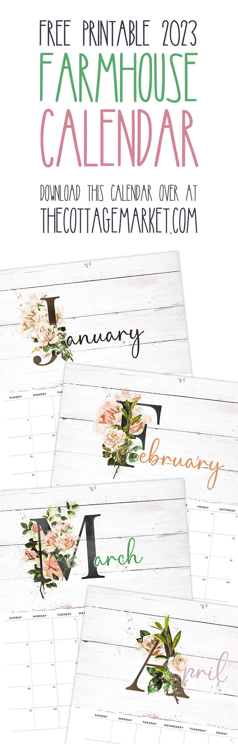 Free Printable 2023 Farmhouse Calendar The Cottage Market
