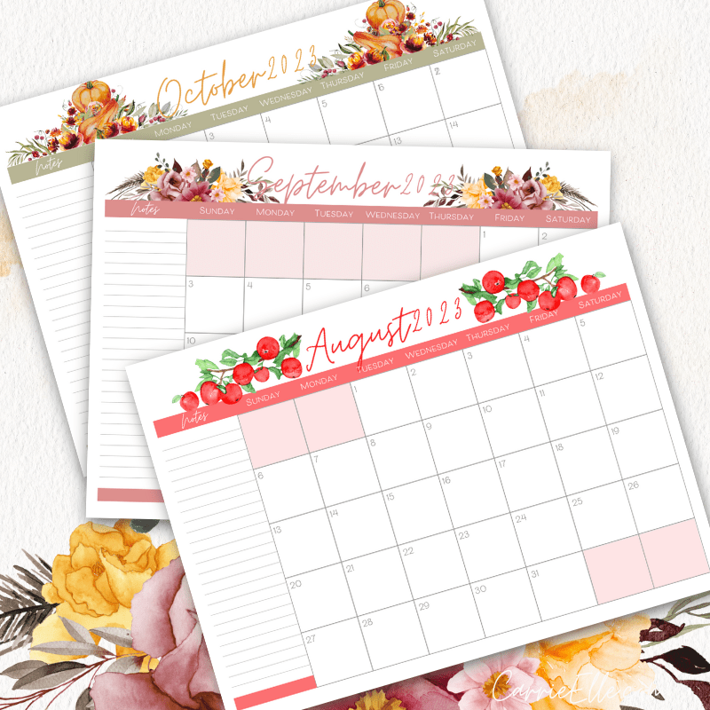 Free Printable 2023 Floral Calendar Carrie Elle Free Printable 2023 Floral Calendar Carrie Elle