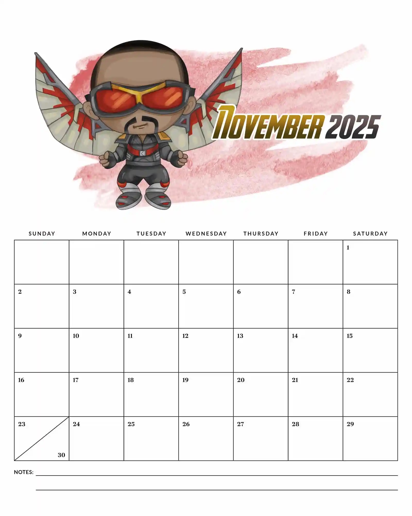 Marvel Calendar 2026 Printable