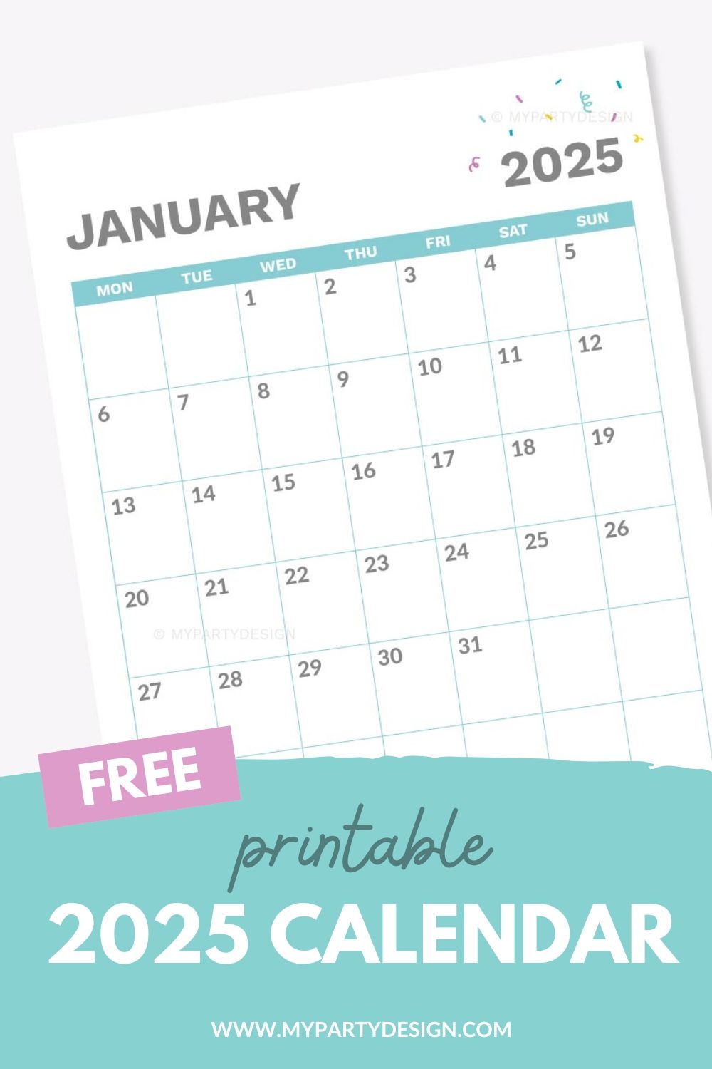 Free Printable 2025 Monthly Calendar