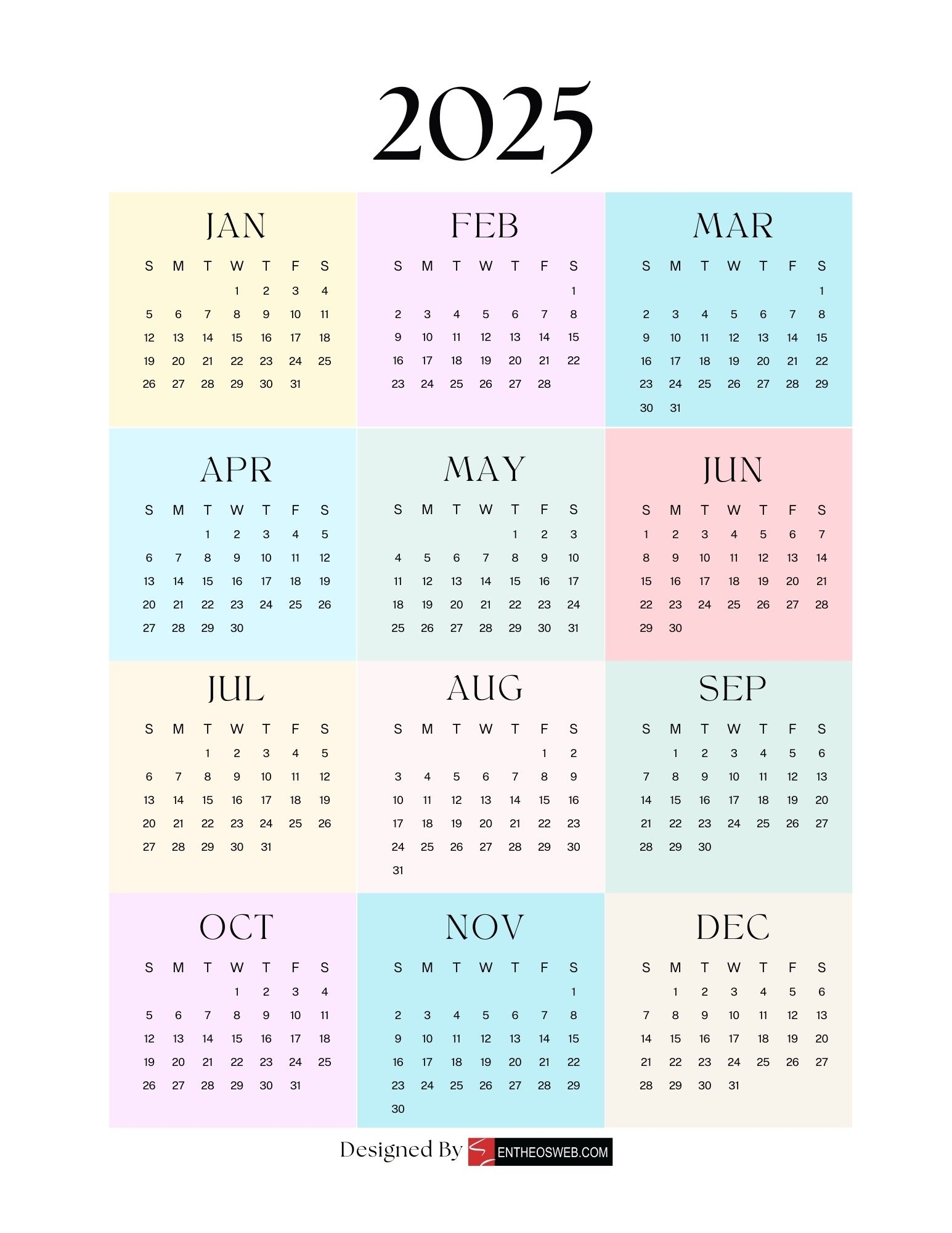 Printable 2025 Calendar With Holidays Usa