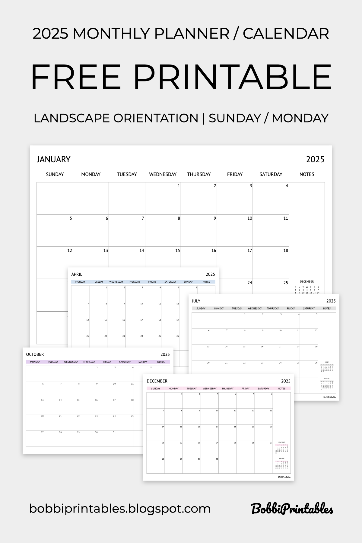 Free Printable 2025 Monthly Planner Calendar Landscape Orientation Free Printable 2025 Monthly Planner Calendar Landscape Orientation