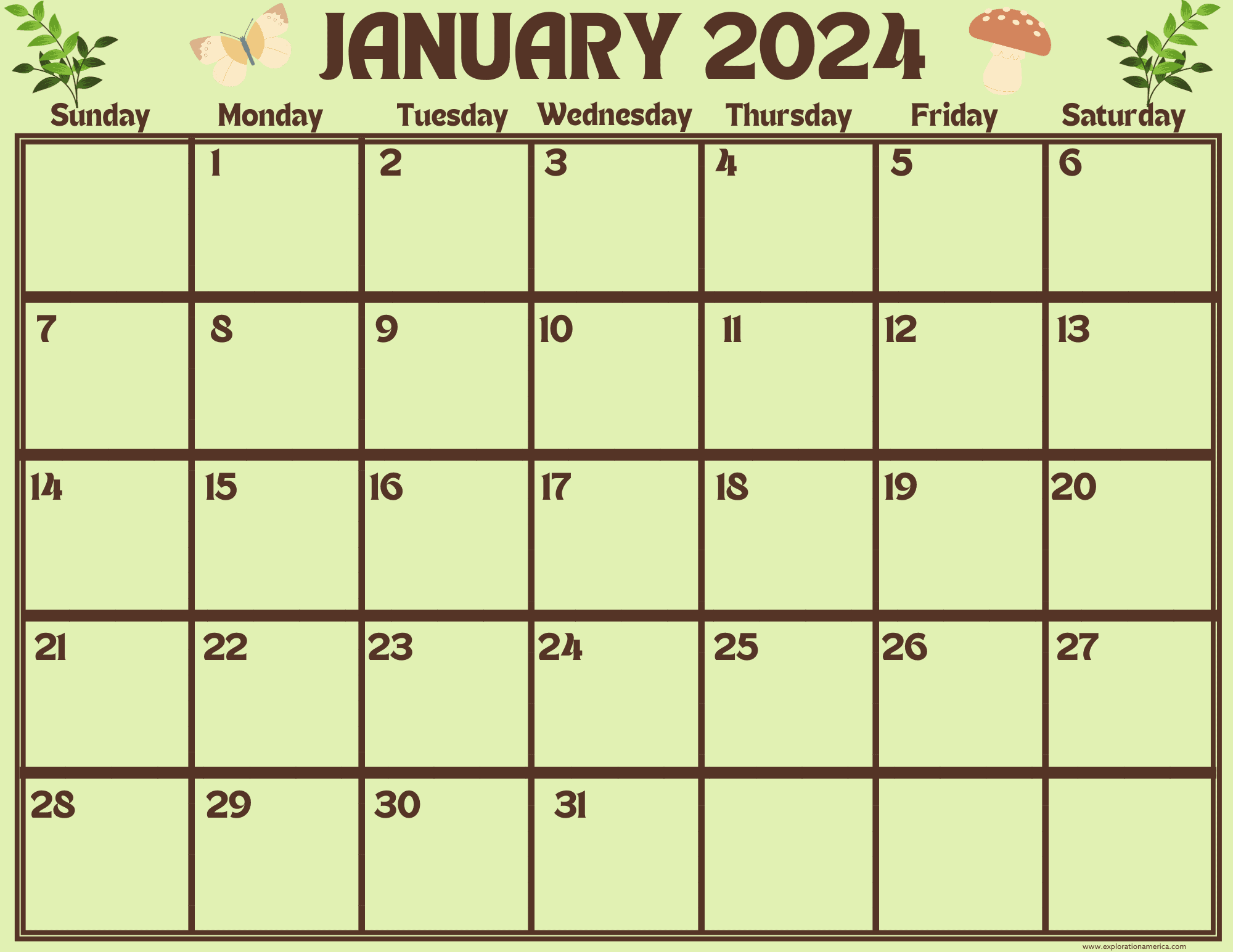 12 Mth Calendar Printable