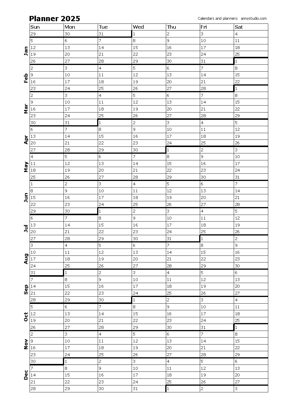 Free Printable 2025 Yearly Calendar
