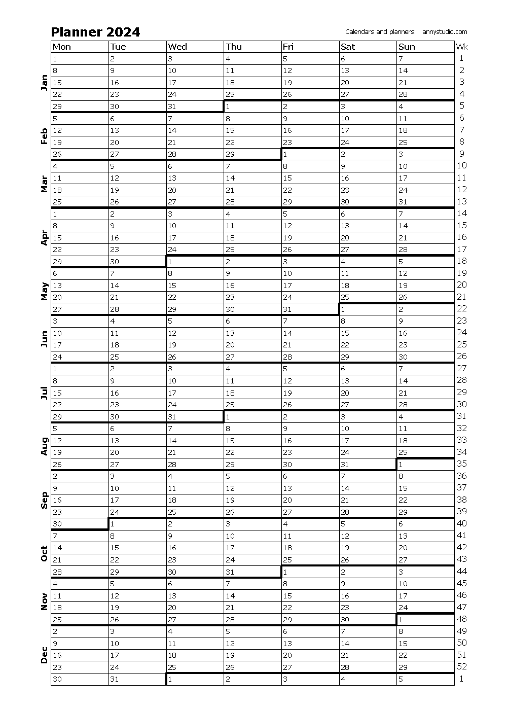 Full Year Calendar Printable