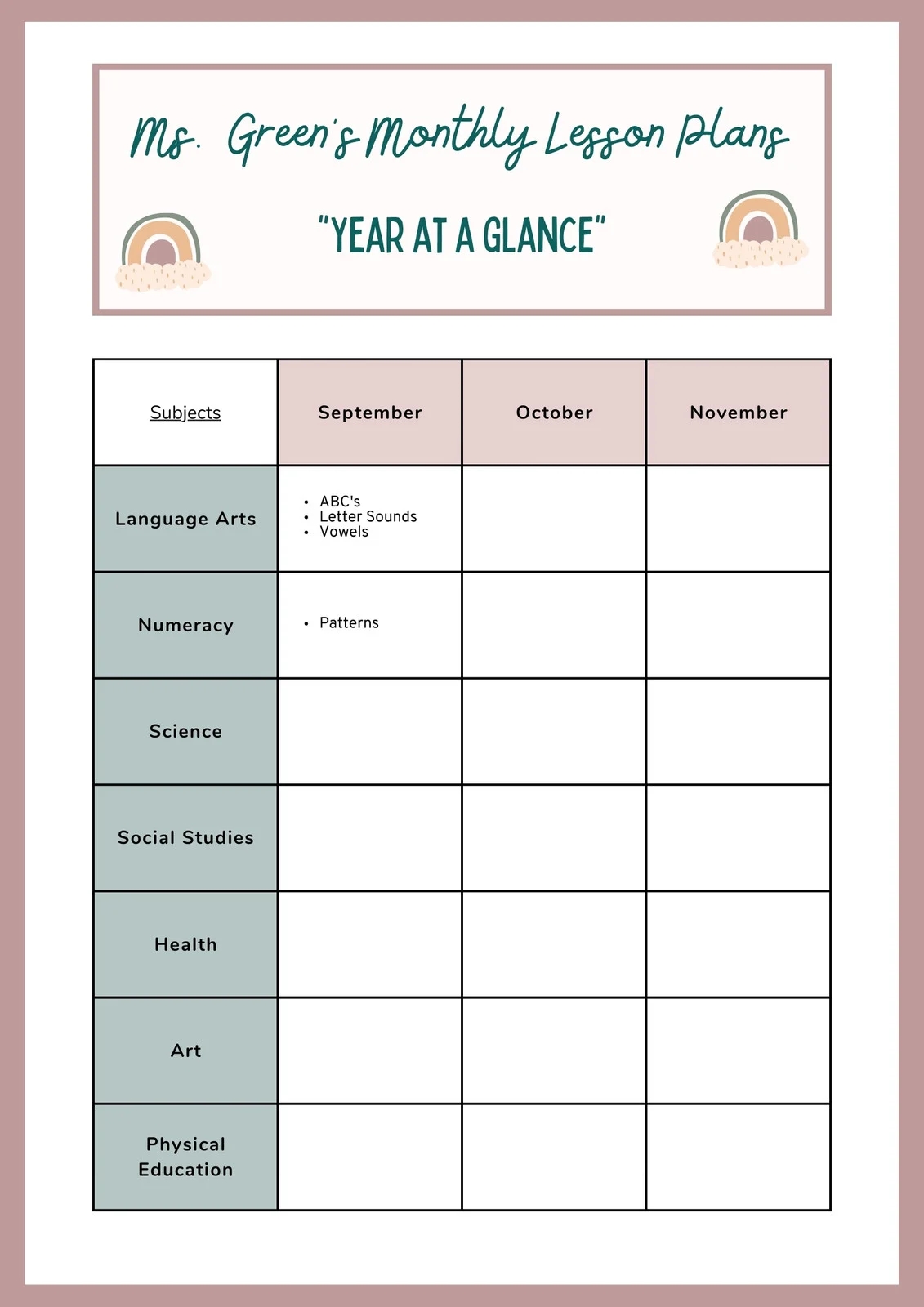 Free Printable Customizable Weekly Lesson Plan Templates Canva