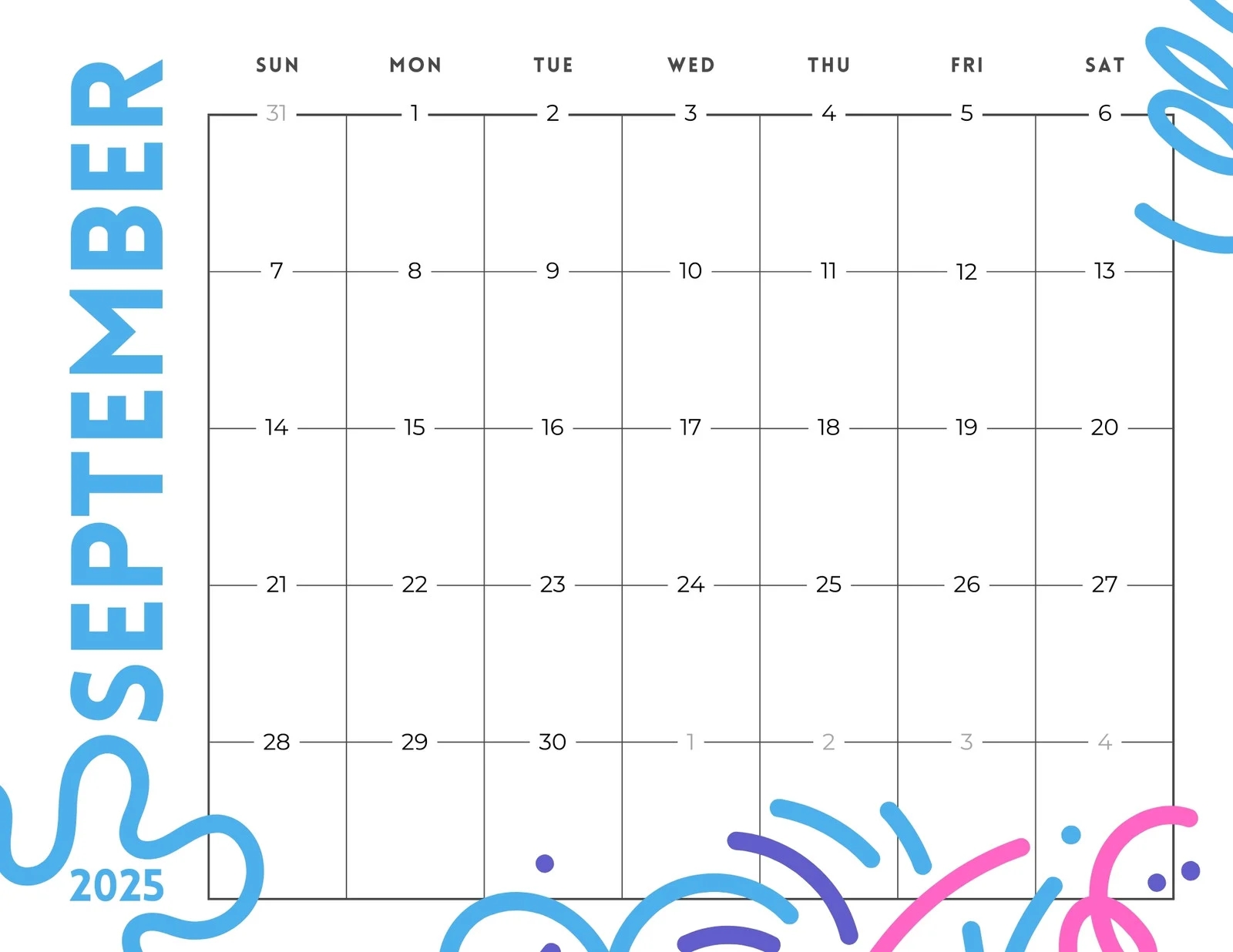 Free Printable Calendar September 2025
